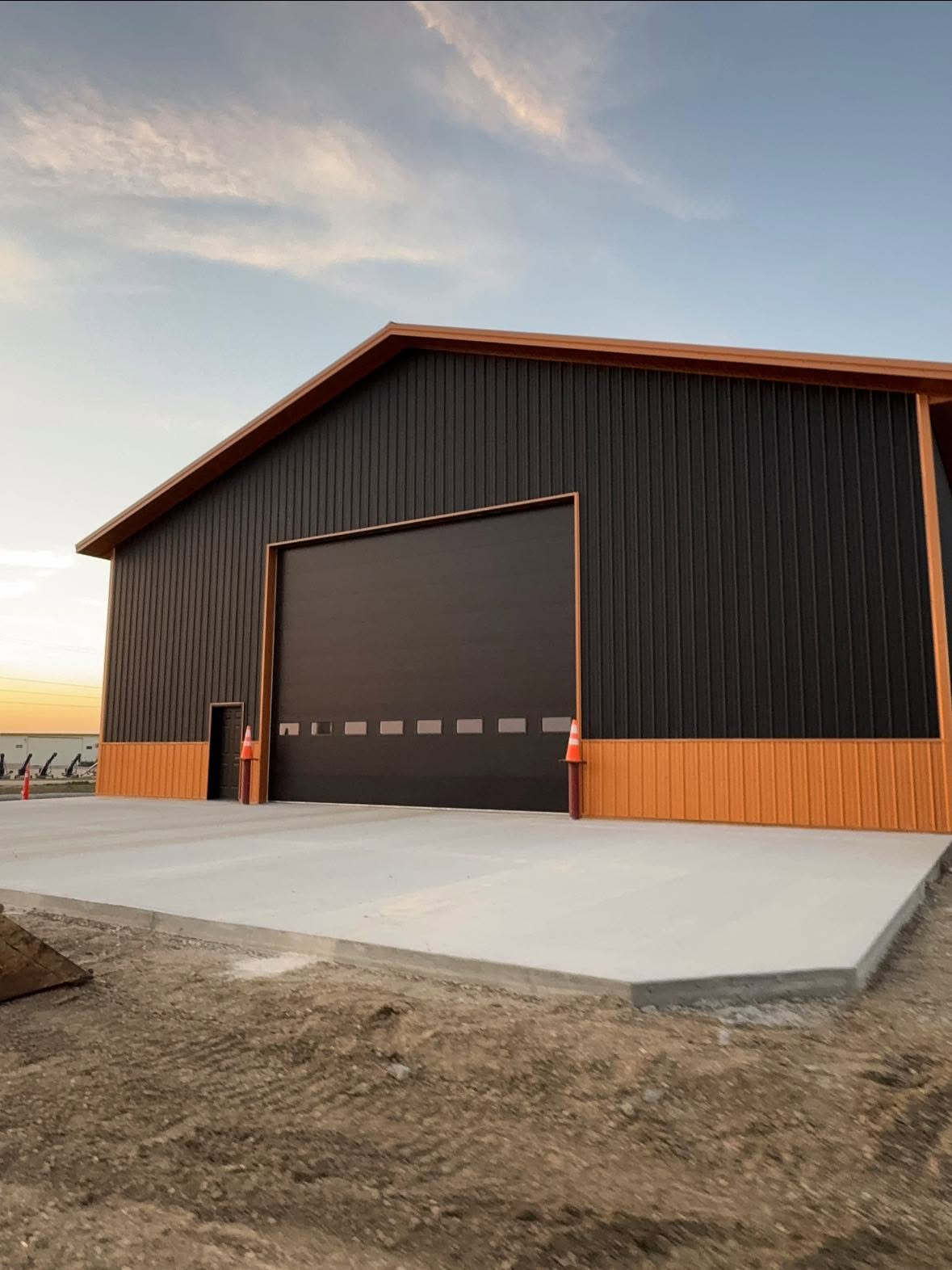 60x100 heated shop with a 24 by 18 foot overhead door at Copper Creek in Rugby, North Dakota